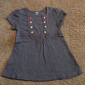 Vintage Gymboree girls gray short sleeve multicolor heart button accents Sz 12